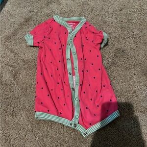 Carter's Pink and Green Button Down One Piece